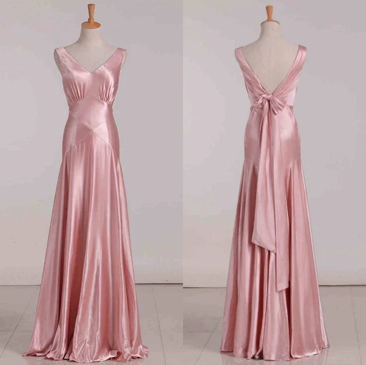 TingPo Wholesale Gorgeous Mermaid V Neckline Long Satin Prom Dresses Beads Evening Dress formal wear dresses